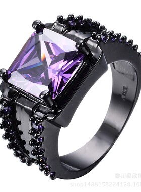 新款跨境欧美创意时尚锆石方形白色4爪大钻 戒指指环首饰