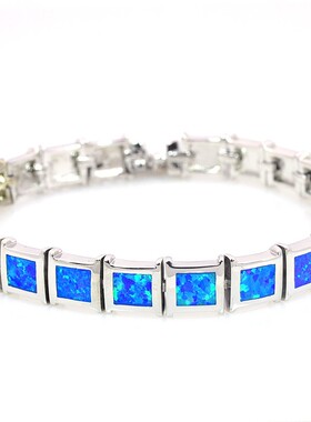 新款Opal澳宝夏威夷正方形手链澳宝项链时尚彩宝饰品镶进口欧泊