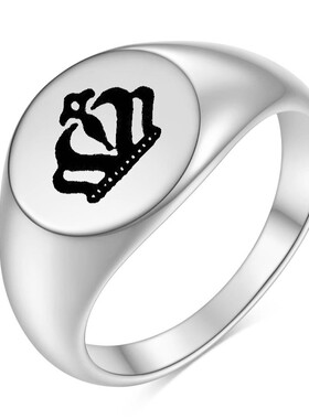 新款欧美亚马逊热卖不锈钢12MM圆形简约情侣戒指时尚皇冠百搭指环