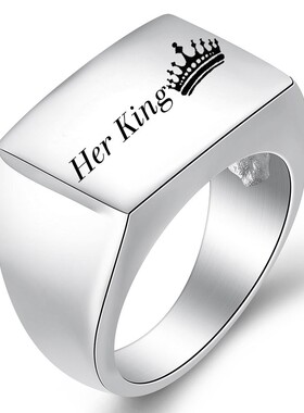 新款4MM 11MM情人节礼物长方形小长条Her King HisQueen皇冠情侣