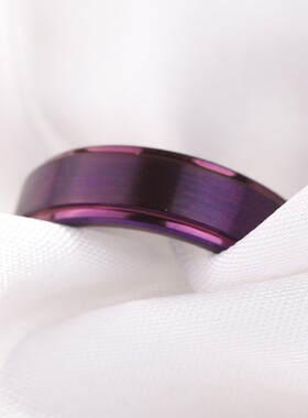 新款欧美跨境4 6 8MM拉丝紫色钨钢不锈钢戒指简约时尚钨金男