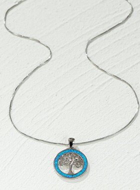 新款跨境时尚通勤女百搭生命树澳宝项链