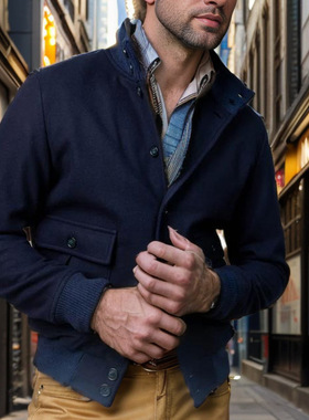 美出品夹克罗纹领大口袋