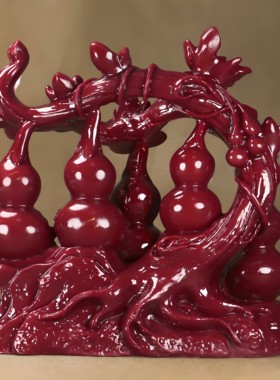 朱砂五福临门葫芦摆件家居客厅玄关电视柜装饰工艺品乔迁送礼