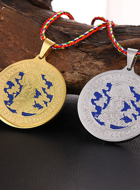 男女钛钢准提母吊坠蓝药师佛挂件