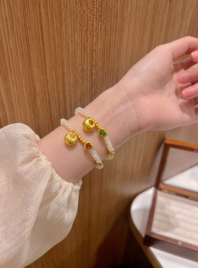 足金福袋手链天然欧泊手串生日礼物送女友闺蜜高级感叠戴实用显白