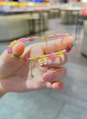 足金莫奈蝴蝶手串天然貔貅手链生日礼物送女友闺蜜新中式国潮夏季