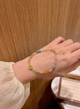 足金999绿如意手串新中式国潮碧玺手链生日礼物送女友闺蜜高级感