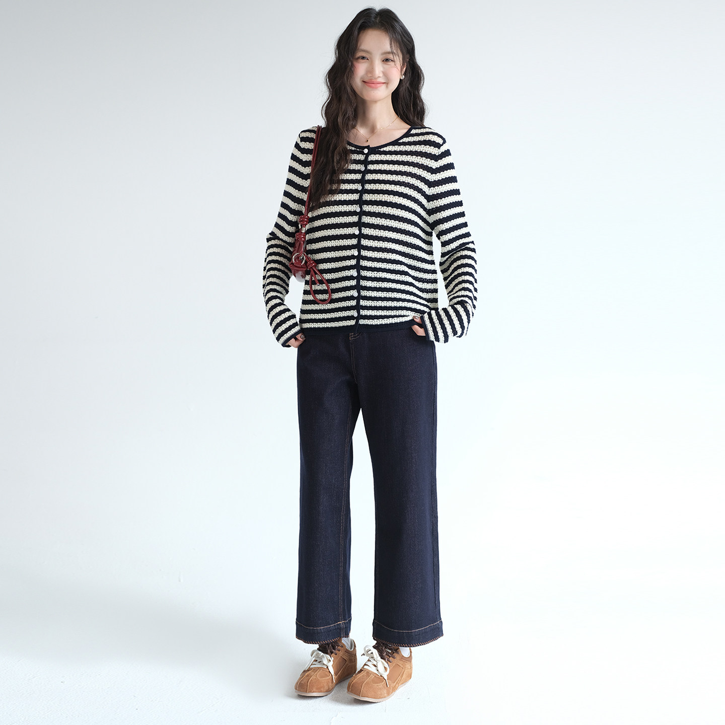 【莱赛尔复古明线牛仔裤】蓝若水大码2026春装新款窄版高腰直筒裤,淘宝优惠券,粉丝福利购,淘宝优惠卷