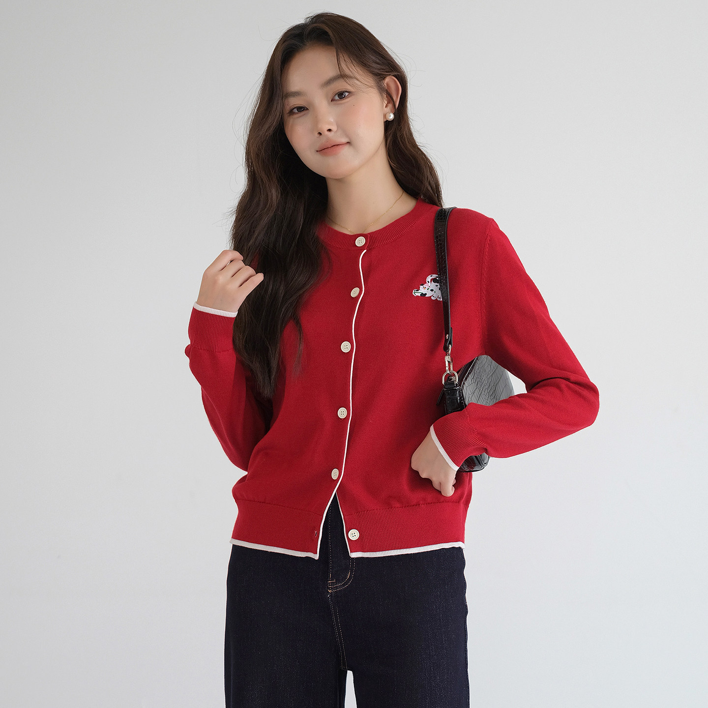 蓝若水大码女装2026春装新款复古红刺绣针织毛衣软糯洋气百搭外套,淘宝优惠券,粉丝福利购,淘宝优惠卷