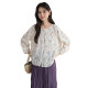 Blue Ruoshui French floral shirt loose slim top