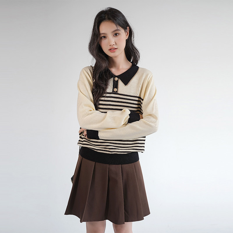 【清仓直降】大码女装打底条纹针织衫胖mm2026春新款撞色翻领毛衣,淘宝优惠券,粉丝福利购,淘宝优惠卷