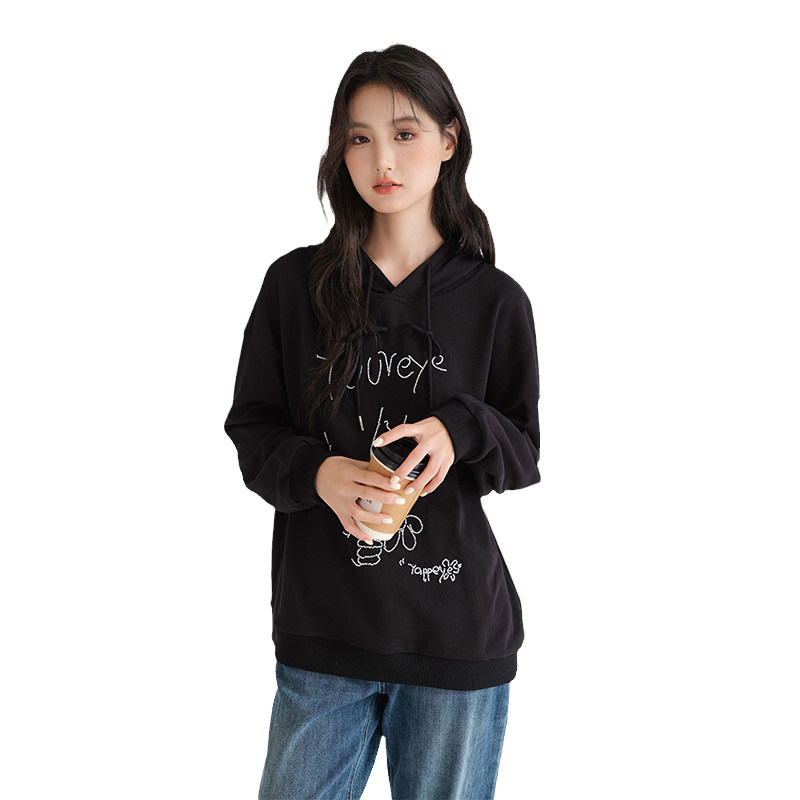 蓝若水大码女装字母钉珠连帽卫衣胖mm春季新款休闲宽松套头上衣,淘宝优惠券,粉丝福利购,淘宝优惠卷