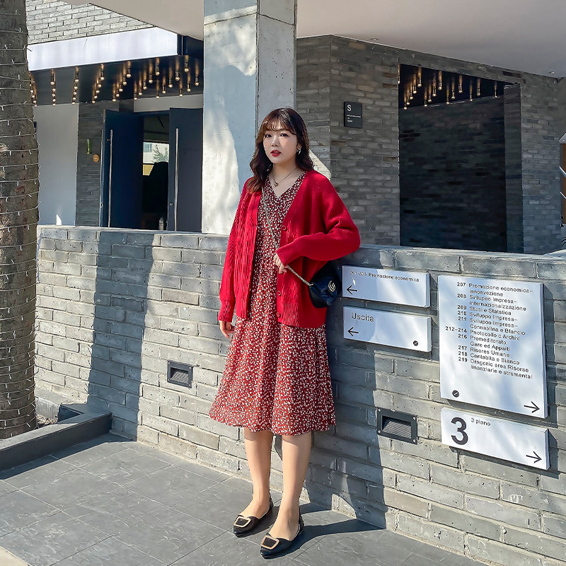 大码女装2020秋装新款宽松连衣裙 蓝若水大码女装