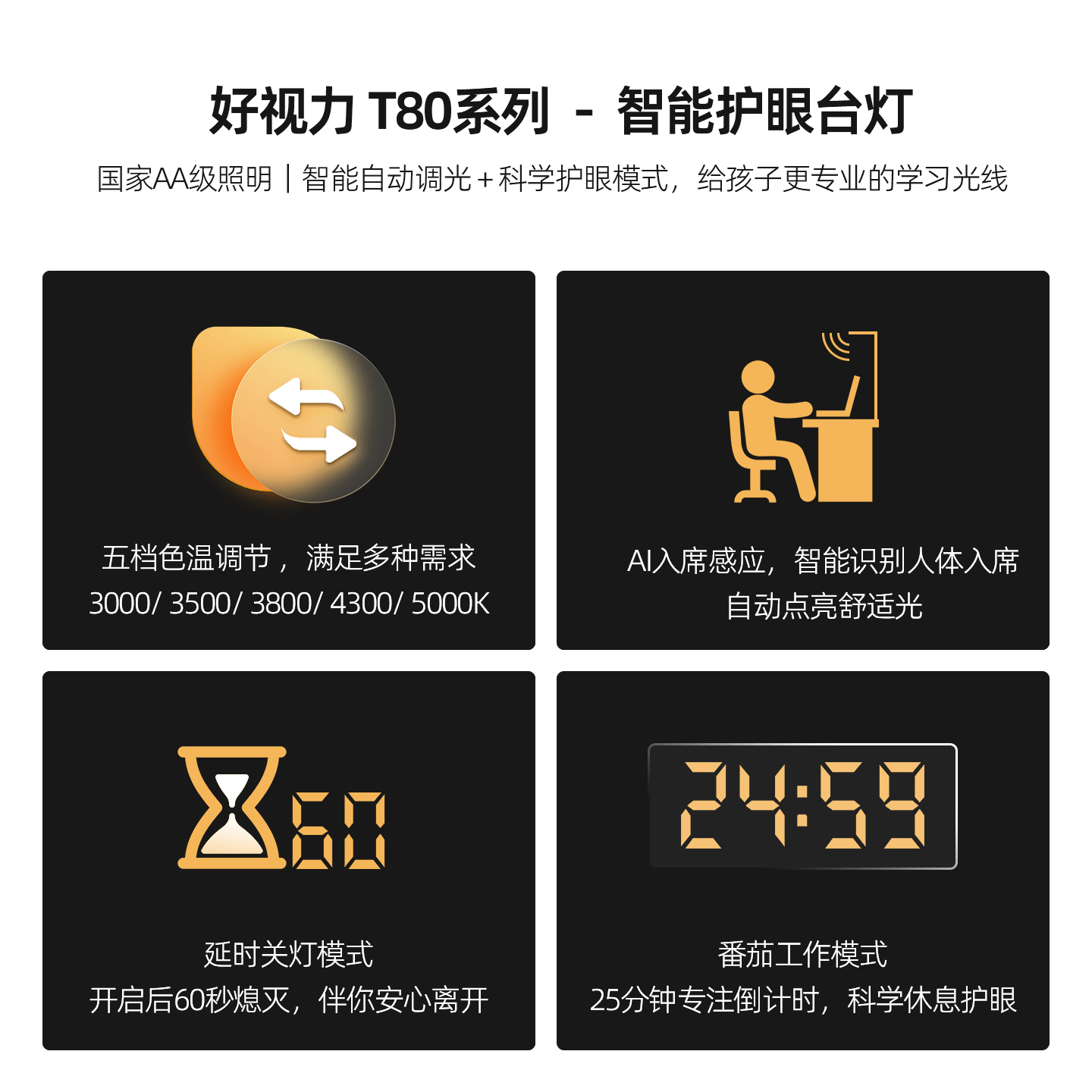 好视力桌面护眼大路灯学生儿童学习阅读专用书房长桌台灯 T80