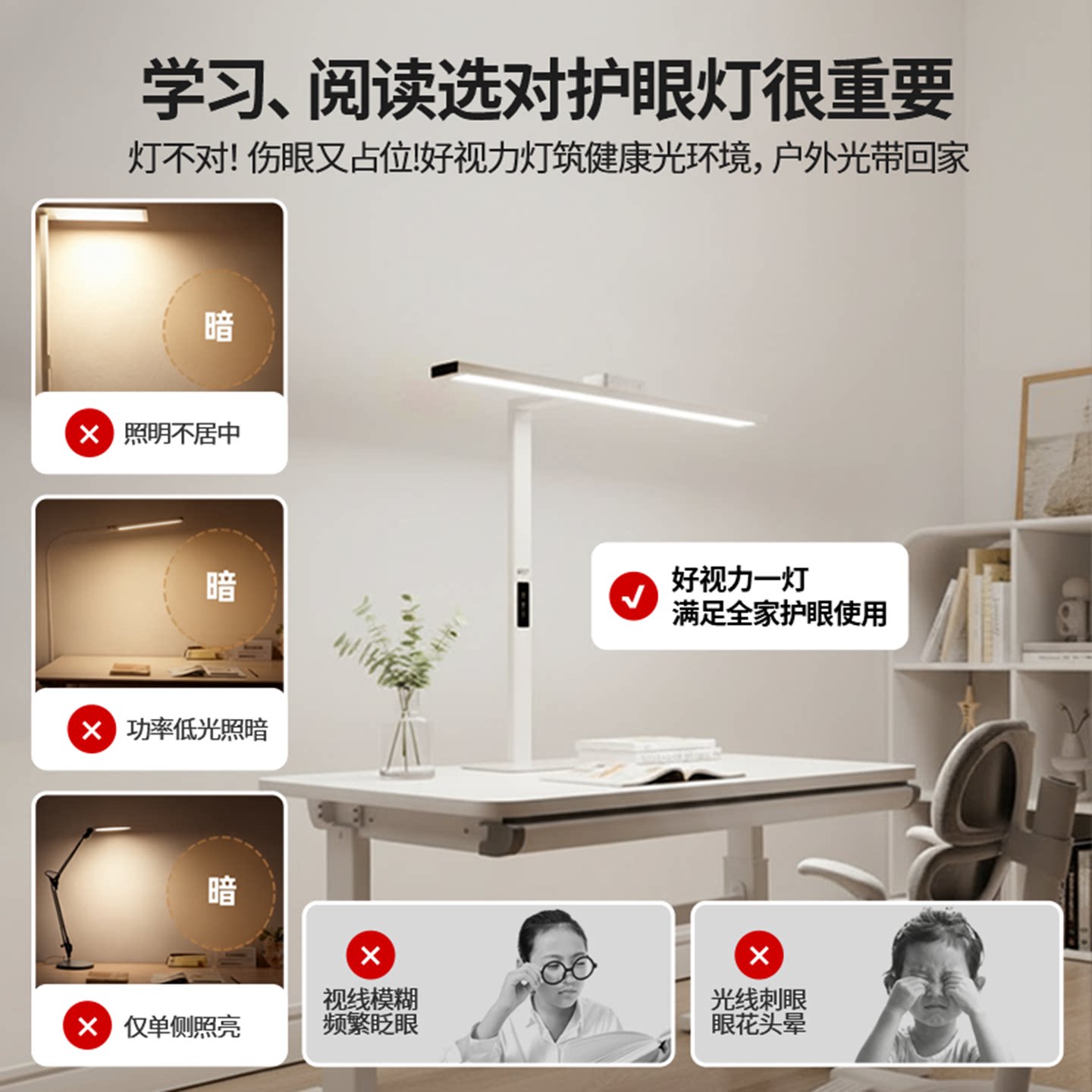 好视力桌面护眼大路灯学生儿童学习阅读专用书房长桌台灯 T80