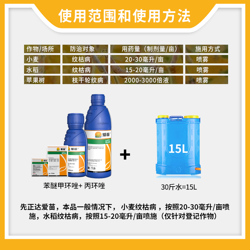 先正达爱苗苯甲丙环唑水稻小麦纹枯病苹果树枝干轮纹病农药杀菌剂 - 图1