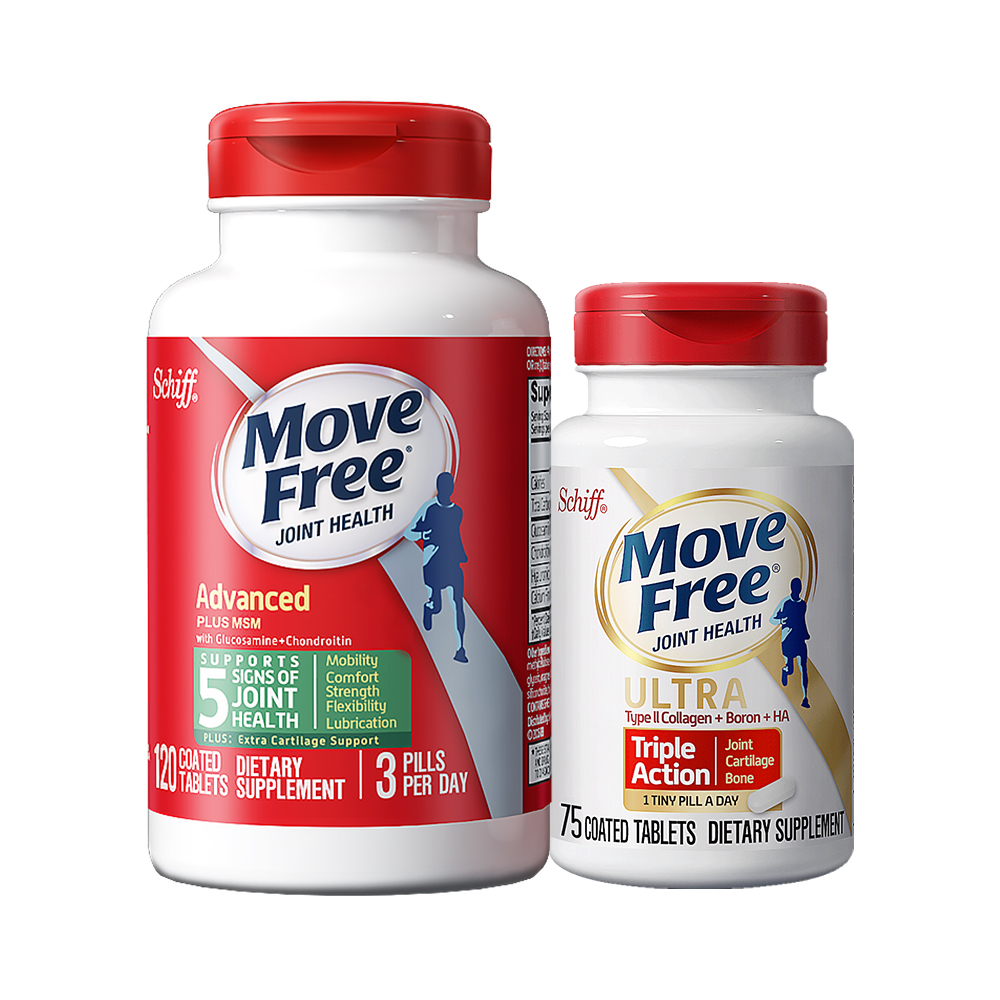天猫国际进口超市MoveFree氨糖维骨力软骨素加钙舒缓关节绿120粒+Ultra骨胶原75粒0