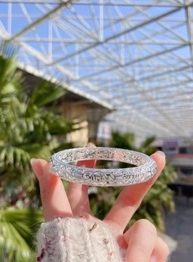 纯银幻彩钱币铜钱招财百搭手镯