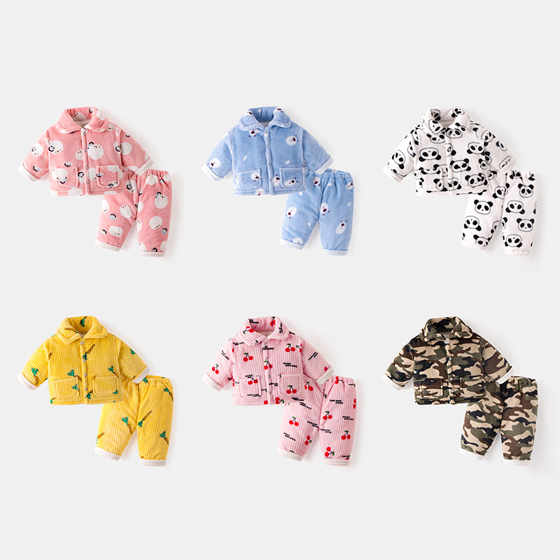 宝宝家居服套装儿童睡衣珊瑚绒夹棉加厚保暖冬款法兰绒男女居家服,淘宝优惠券,粉丝福利购,淘宝优惠卷