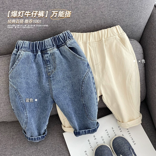 Детские осенние джинсы, штаны для мальчиков, в западном стиле