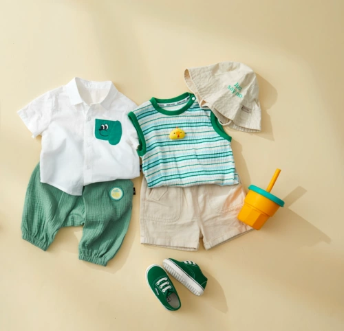 Детский летний комплект, мятные шорты для мальчиков, штаны, летняя одежда, в западном стиле, короткий рукав, детская одежда