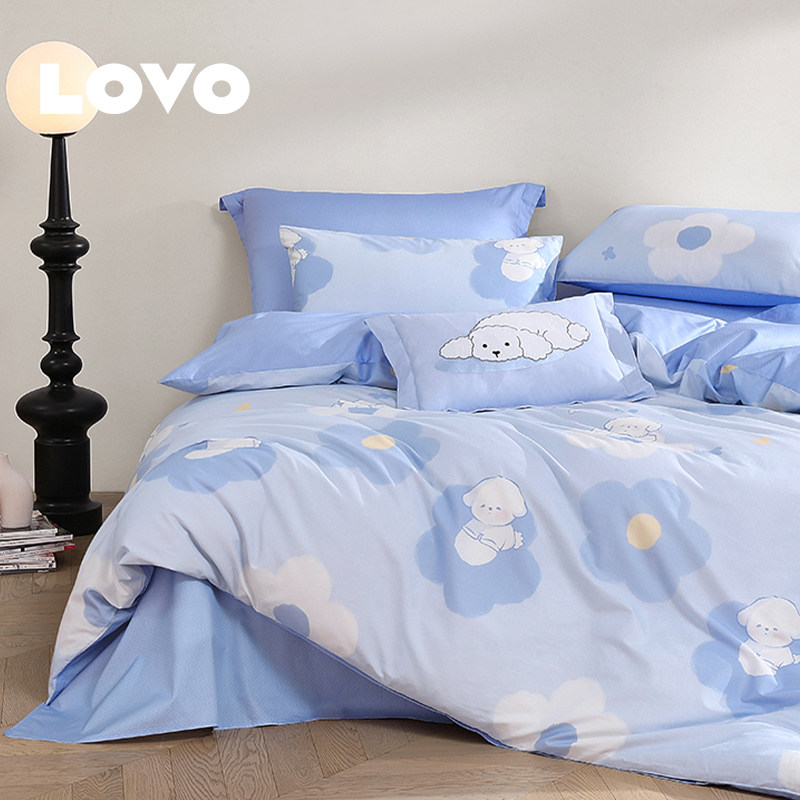 罗莱家纺LOVO乐蜗全棉纯棉四件套被套床单清新春夏学生宿舍三件套,淘宝优惠券,粉丝福利购,淘宝优惠卷