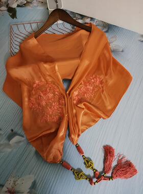 四季可用东方风韵女士刺绣丝巾