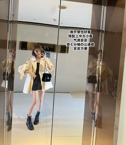现货定制｜开秋断货王英伦甜美日系气质小个子短款双排扣风衣通勤 - 图3