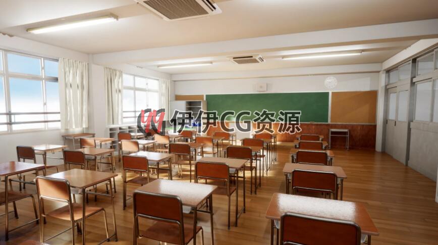 ue4虚幻5学校教室课堂书桌 讲堂场景模型 Japanese Classroom Pac - 图1