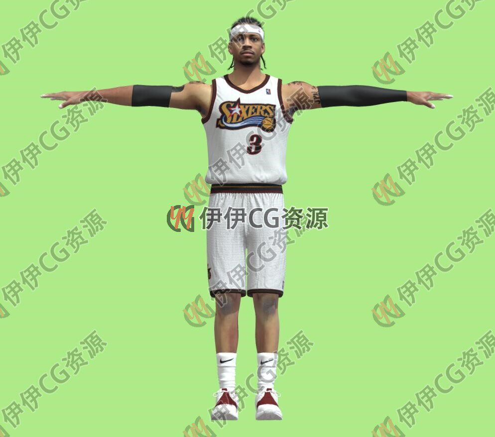 3D模型素材3Dmax篮球运动员NBA球星76人队阿伦艾弗森AllenIverson