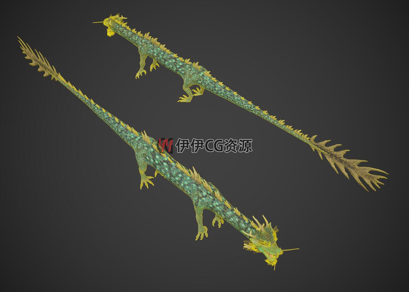 PBR中国龙3d模型生肖龙青龙带动作15套动画骨骼绑定FBX飞龙3dmax