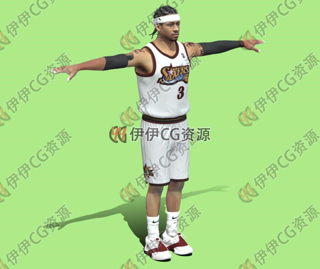 3D模型素材3Dmax篮球运动员NBA球星76人队阿伦艾弗森AllenIverson