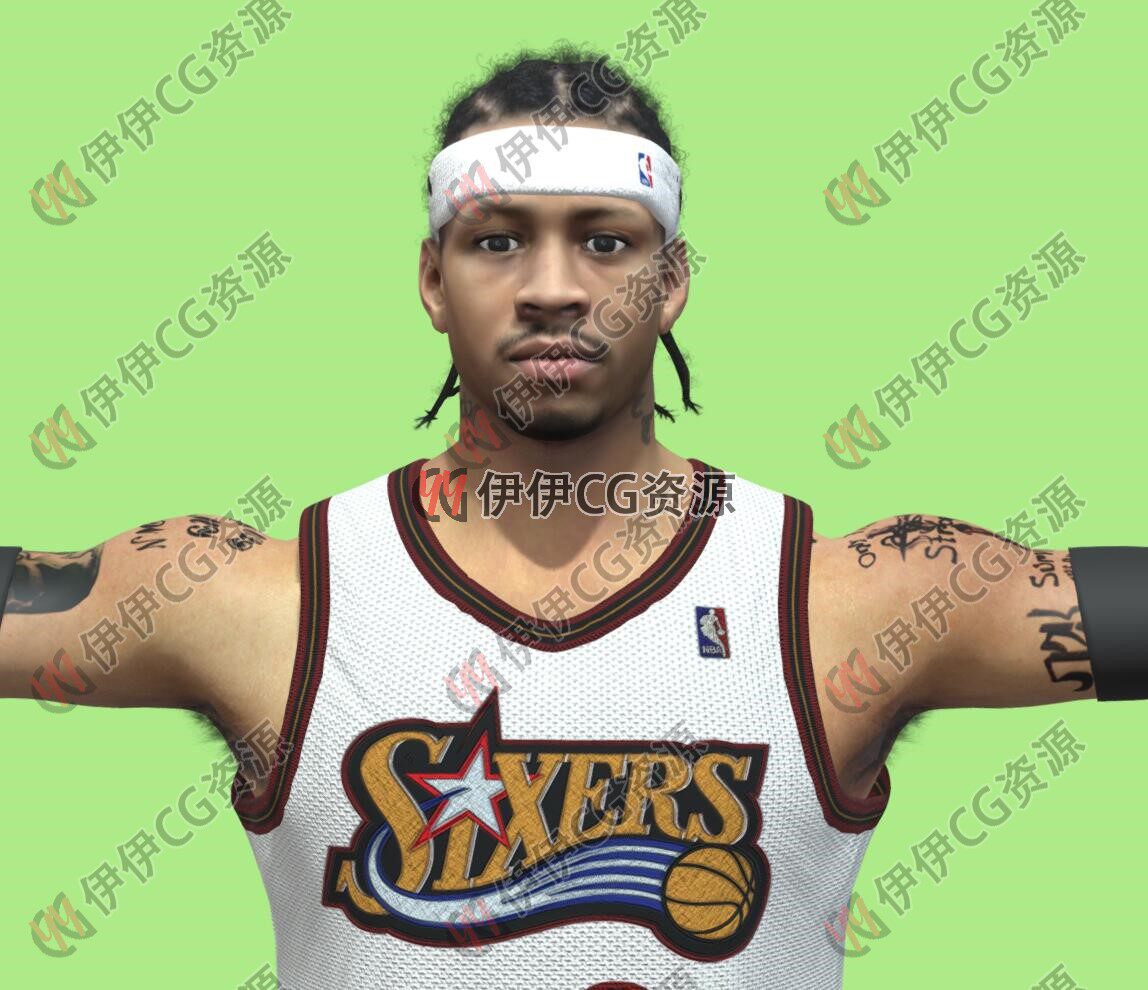 3D模型素材3Dmax篮球运动员NBA球星76人队阿伦艾弗森AllenIverson
