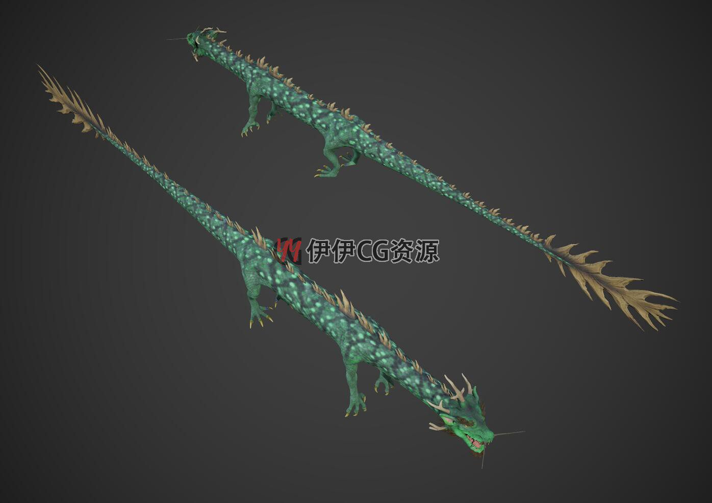 PBR中国龙3d模型生肖龙青龙带动作15套动画骨骼绑定FBX飞龙3dmax