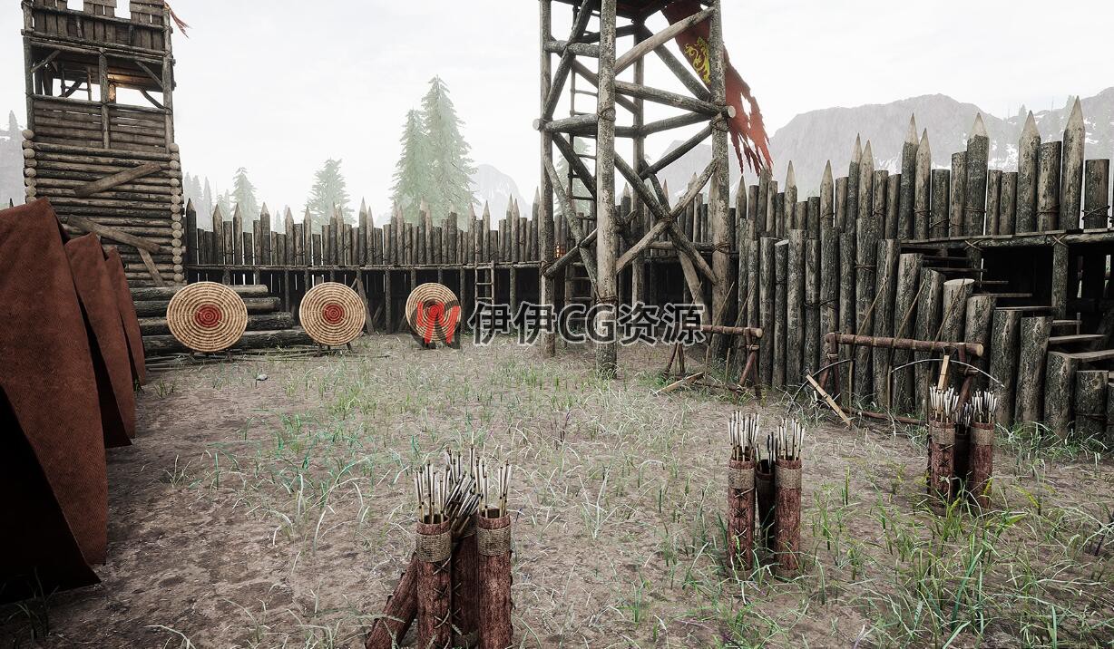 虚幻5UE4古代战争战场营地据点堡垒场景Medieval Wooden Fort - 图0