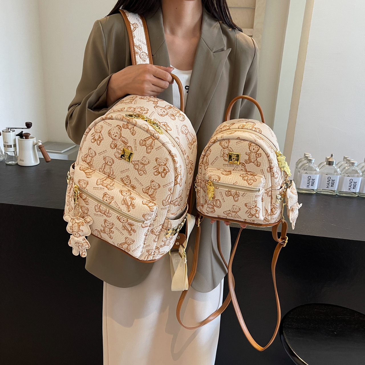 可迪熊设计迷你小背包女2024新款韩版大容量双肩包女时尚学生书包 - 图0