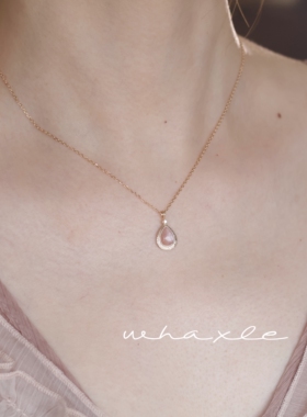 Whaxle橙月光石雕花925银项链