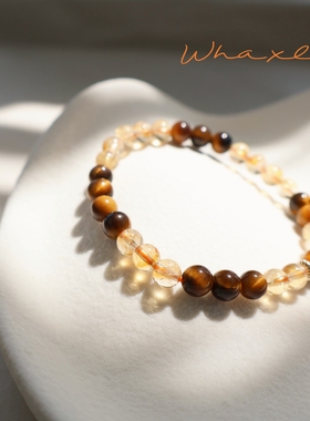 黄塔晶天然金转运虎眼手串