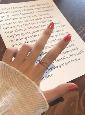 森系甜美蝴蝶戒指女小众简约仙女风锆石指环网红同款开口可调节潮