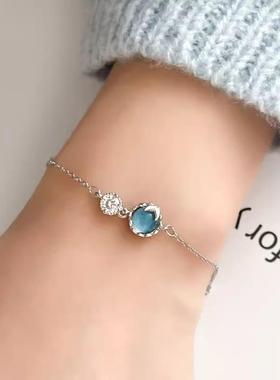 S925银蓝色泡沫鱼尾项链女生轻奢小众精致高级感锁骨链生日礼物