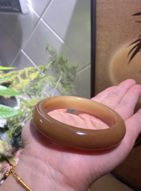 新疆和田玉且末料糖玉油润精美的糖色和田玉手镯直播链接私拍无效