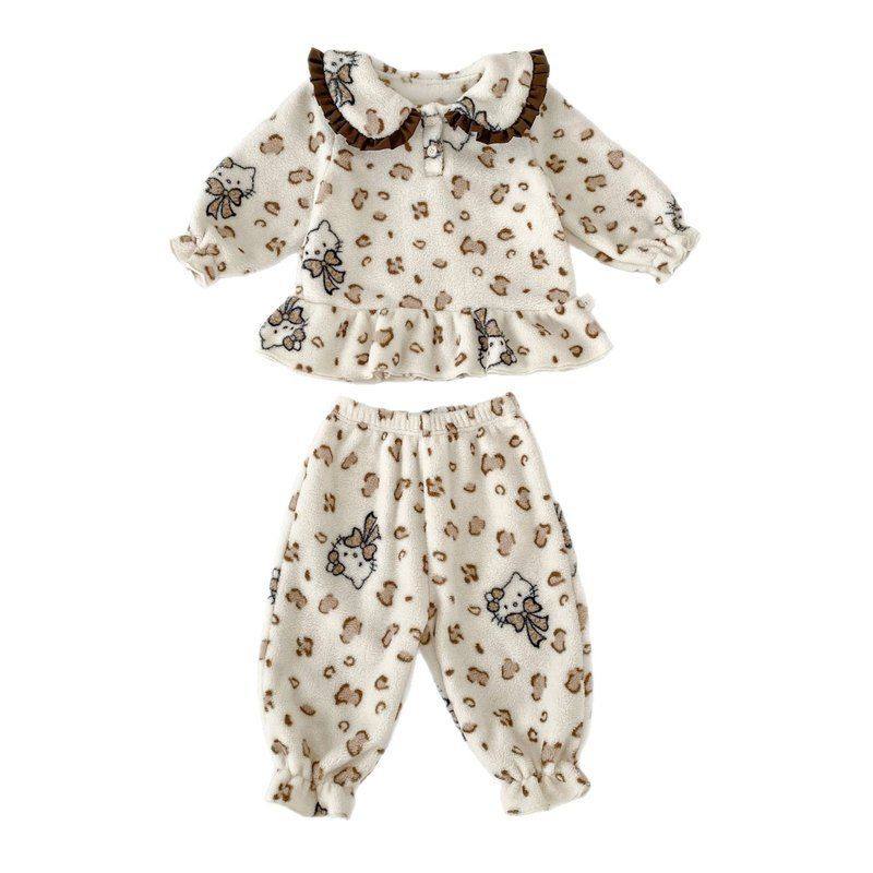 2025冬季女宝宝保暖套装可爱卡通加厚睡衣双面绒翻领家居服两件套,淘宝优惠券,粉丝福利购,淘宝优惠卷