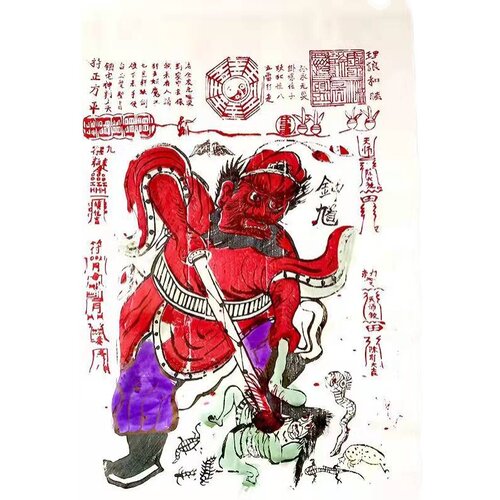 手绘钟馗画像大门贴画大门画手绘朱砂钟馗画挂画 - 图0