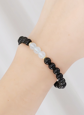 黑曜石圆珠手链女设计师款百搭