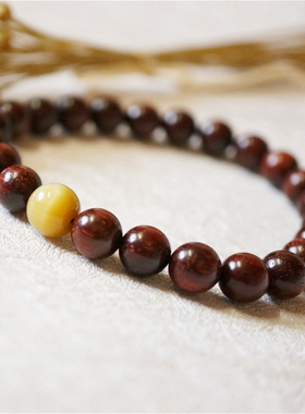 天然正宗印度小叶紫檀手串轻奢原创设计佛珠文玩珠念珠男女款文艺