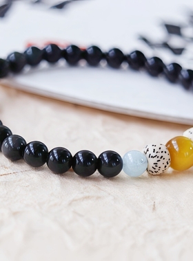 新中式原创天然黑曜石手链