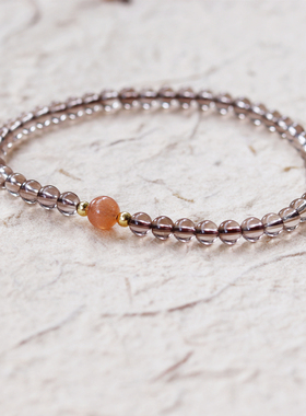 茶水晶原创设计极细手串手链天然