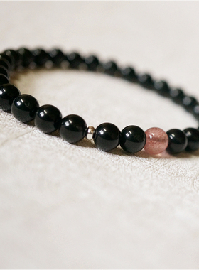 黑曜石手链ins小众设计男女简约