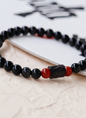 新中式原创天然黑曜石手链